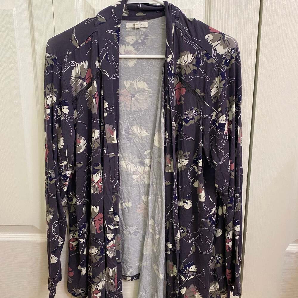 Maurices Navy Blue Floral Print Open Front Cardigan